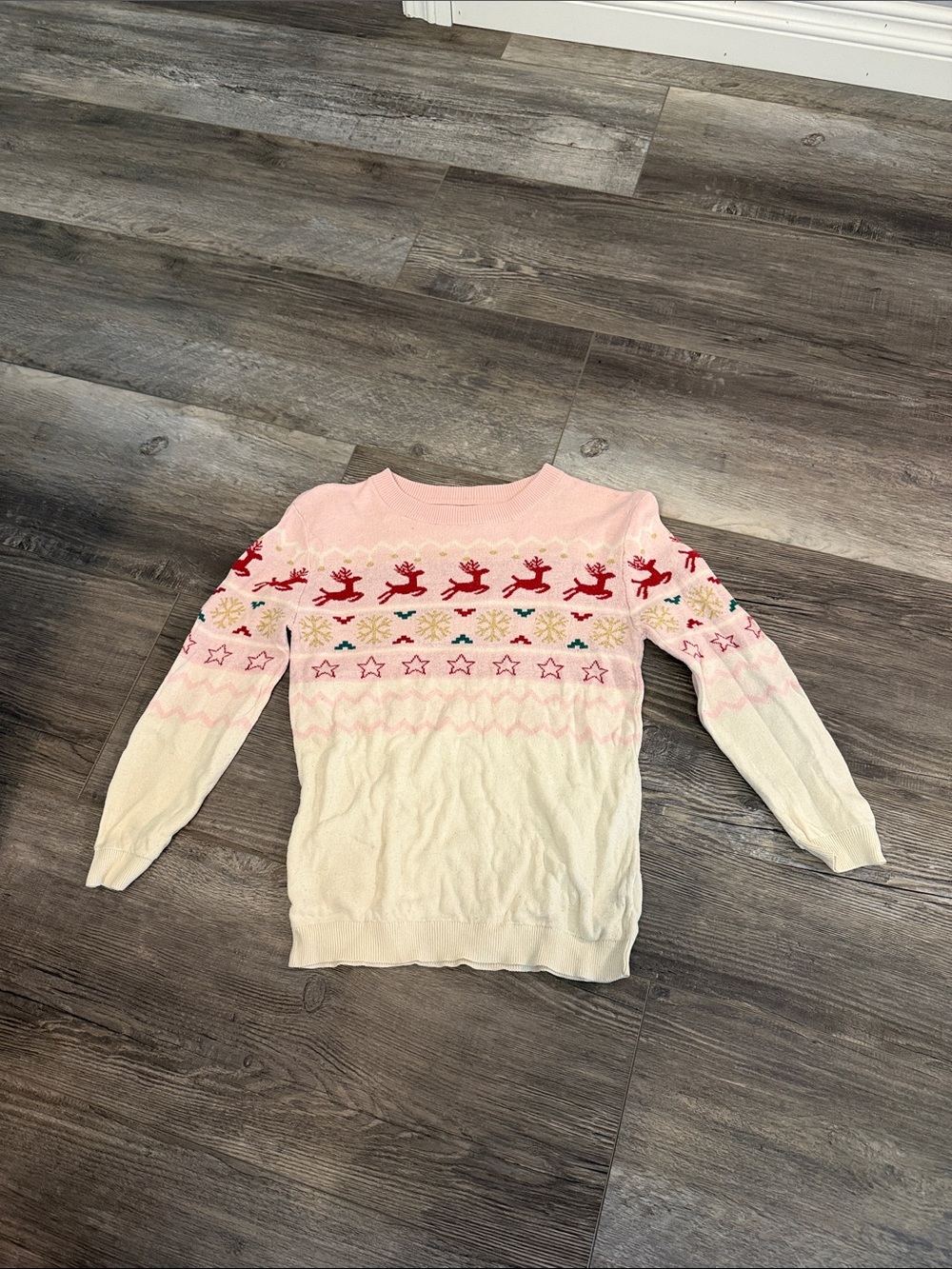 Andy & Evan Pink and Cream Reindeer & Star Holiday Sweater